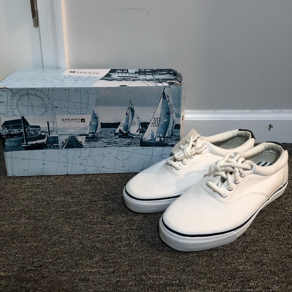 NIB Sperry Top Spider White CVO Striper Lace Up Sneakers Size 10.5 US